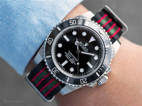 rolex sub schwarz nato|rolex submariner on rubber.